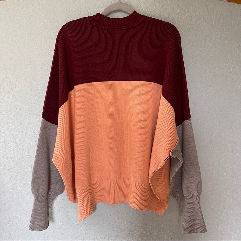 Free People Easy Street Oversized Sweater Color Block Size S In Peach Combo NWOT - Picture 12 of 16